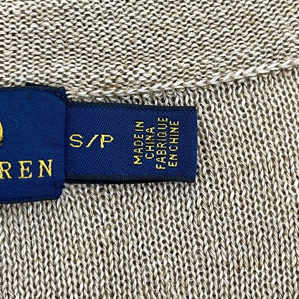 Polo‎ Ralph Lauren Women's V-Neck Sweater Small Beige 100% Linen - Picture 8 of 9